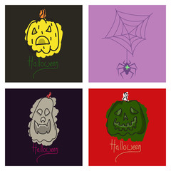 Happy Halloween design elements. Halloween design elements, logos, badges, labels, icons and objects.
