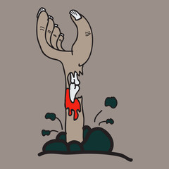 Cartoon zombie hand. Vector clip art illustration .