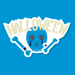 Skull in a vintage retro hand drawn woodcut etched or engraved style