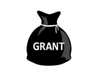 Money bag won by grant. Business and education. Vector icon.
