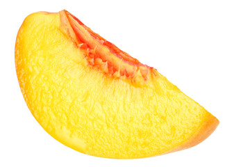 peach fruit slices isolated on white background