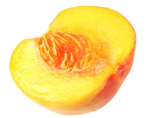 peach fruit slices isolated on white background
