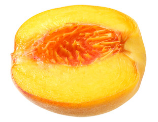 peach fruit slices isolated on white background