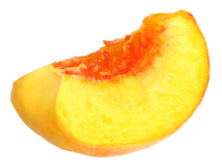 peach fruit slices isolated on white background