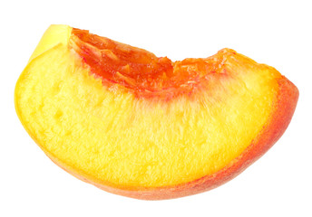 peach fruit slices isolated on white background