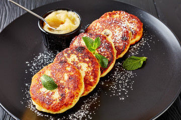 quark Potato pancakes on a black plate