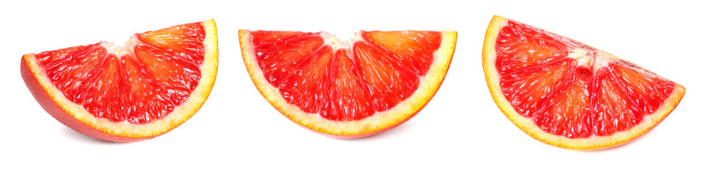Slice of red blood orange isolated on white background