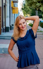 Beautiful Caucasian Blonde Girl Posing Outdoors