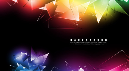 abstract background with glowing triangles that overlap. isolated black background. vector illustration of eps 10