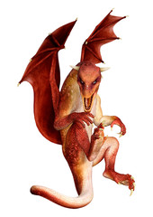 Fototapeta premium 3D Rendering Fairy Tale Dragon on White