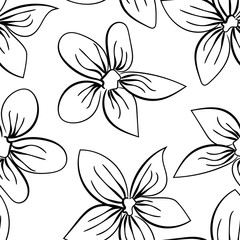 Vector seamless vintage floral pattern. Black design element. Background decoration. Flower background.