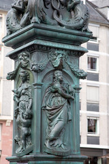 Fototapeta na wymiar Justitiabrunnen Fountain by Manskopf (1887), Romerberg Square; Frankfurt