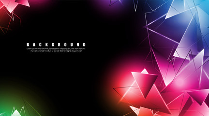 abstract background with glowing triangles that overlap. isolated black background. vector illustration of eps 10