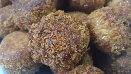 Closeup view of fried pizza bombs or pizza balls are altered form of pizza.