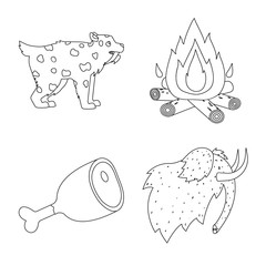 Vector illustration of ancient and primitive logo. Set of ancient and era stock symbol for web.