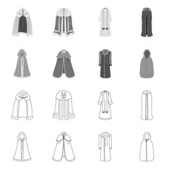 Vector design of material and clothing icon. Set of material and garment stock vector illustration.