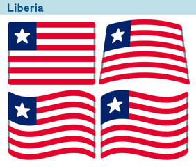 「リベリアの国旗」4個の形のアイコンデザイン