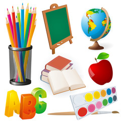 Collection of school supplies