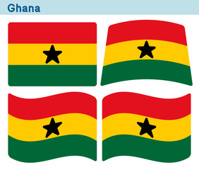 「ガーナの国旗」4個の形のアイコンデザイン