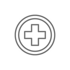 Fototapeta premium First aid sign, pharmacy, hospital line icon.
