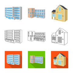Vector design of facade and housing icon. Collection of facade and infrastructure stock symbol for web.