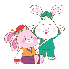 Rabbits in mid autumn festival cartoons