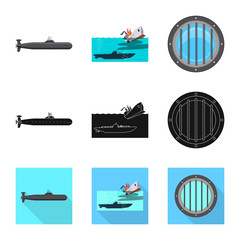 Vector illustration of war and ship symbol. Set of war and fleet stock symbol for web.