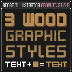 Wooden Vector Graphic Styles for Adobe Illustrator - for shapes and text