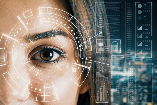 Biometrics concept with woman eye