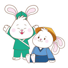 Rabbits in mid autumn festival cartoons