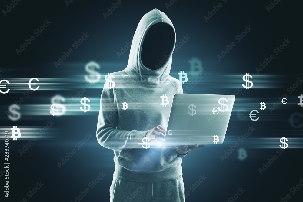 Poster hacker with money signs