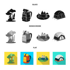 Vector illustration of trekking and wildlife symbol. Collection of trekking and leisure stock symbol for web.