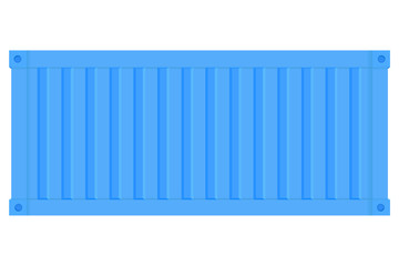 Shipping freight container. Blue intermodal container. Side view