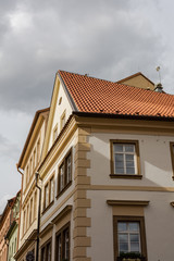 Rainy autumn in Prague, beautiful old houses, the Czech Republic is a country in Central Europe