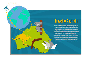Map of the Australia and Travel Icons. Australia Travel Map. Vector