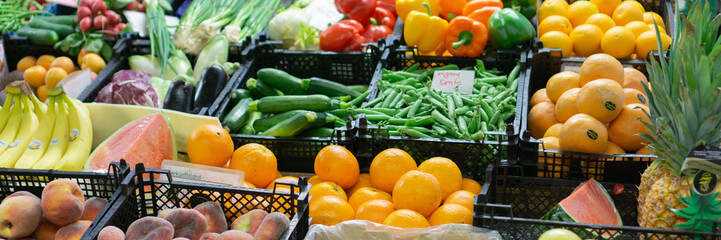 Many different vegetables at the weekly market