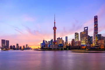 Fototapeten Shanghai Early morning Shanghai cityscape commercial buildings and skyline  © zhao dongfang