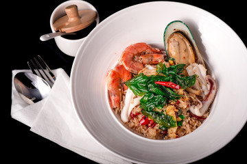 Thailand fried rice with vegetables seafood