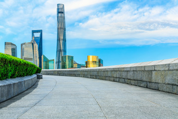 Architectural landscape and square floor of Shanghai city