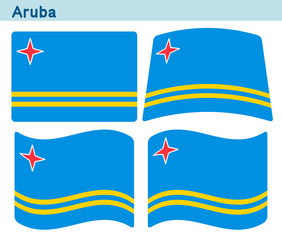 「アルバの旗」4個の形のアイコンデザイン