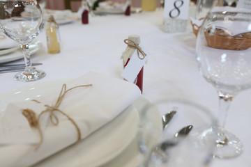 table setting white holiday decoration elegant restaurant