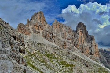 Beautiful summer day in Dolomites Mountains.