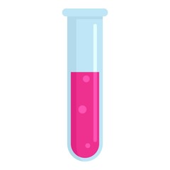 Pink substance test tube icon. Flat illustration of pink substance test tube vector icon for web design