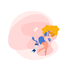 Girl rest with the cat