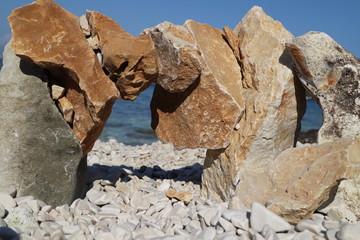 stone gate on the adriatic beach