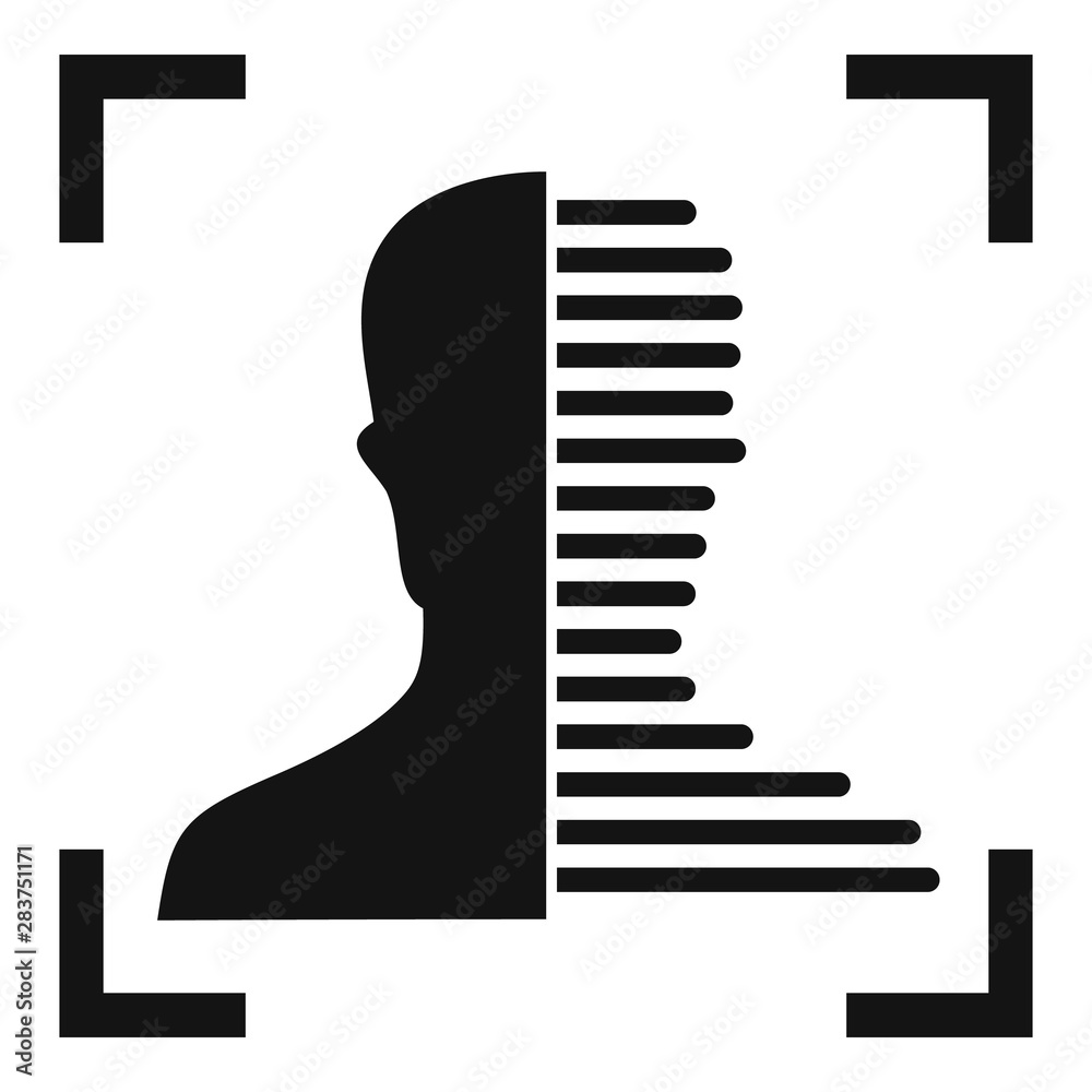 Poster half face scan icon. simple illustration of half face scan vector icon for web design isolated on wh