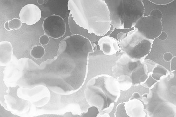 Hand painted white alcohol ink background. Abstract delicate gray texture. Contemporary wallpaper.