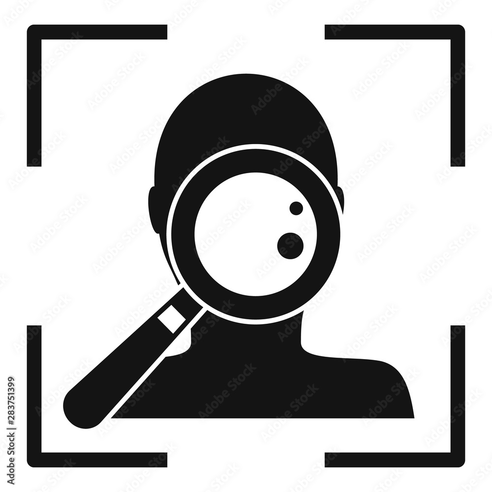 Poster search face scan icon. simple illustration of search face scan vector icon for web design isolated o
