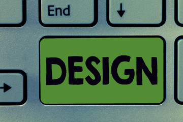 Fototapeta premium Text sign showing Design. Conceptual photo plan drawing produced to show look function or workings of building.