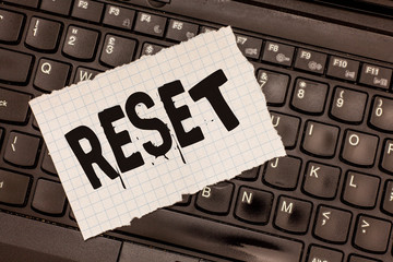 Word writing text Reset. Business concept for cause device return to its factory mode Set again...